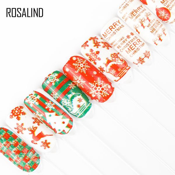 

rosalind colorful christmas nail sticker full wraps designs water decals slider manicure wraps tool decor foil nail art, Black