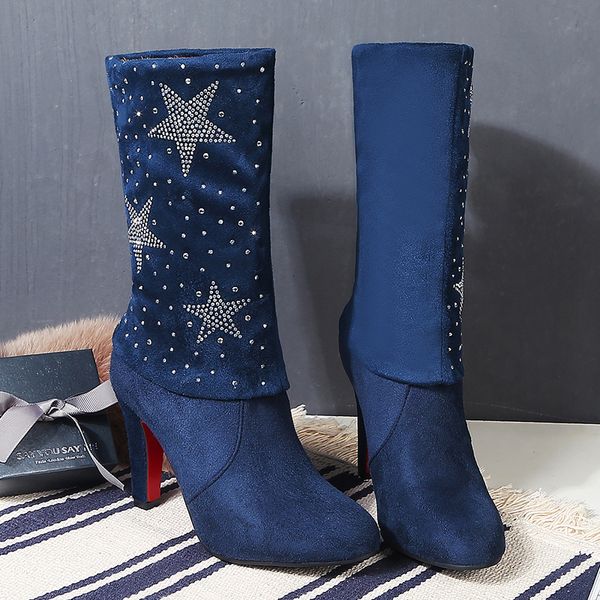 

женин boots женина зим еѬедин икѬ обђв ѬазмеѬ 34-43 вокие каблђки мгкие flock, Black