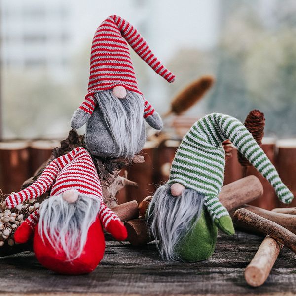 

2019 new striped cap no face doll little figurine decoration nordic land old man doll christmas decorations for home