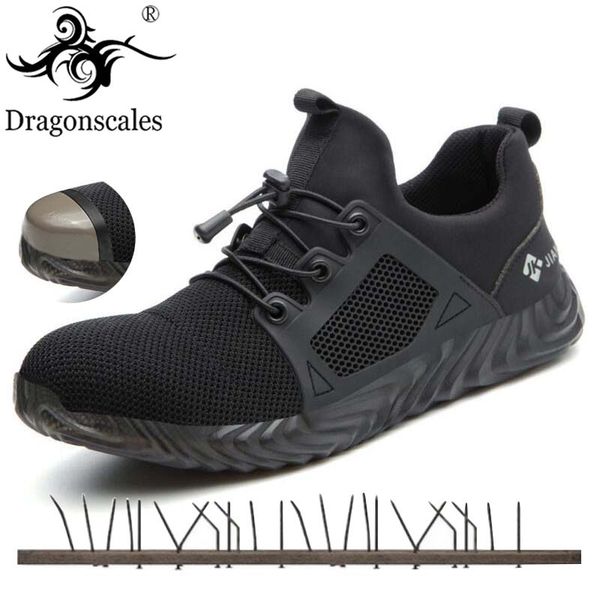 

work boots construction men's outdoor breathable steel toe shoes men puncture proof safety shoes plus size 36-48, Black