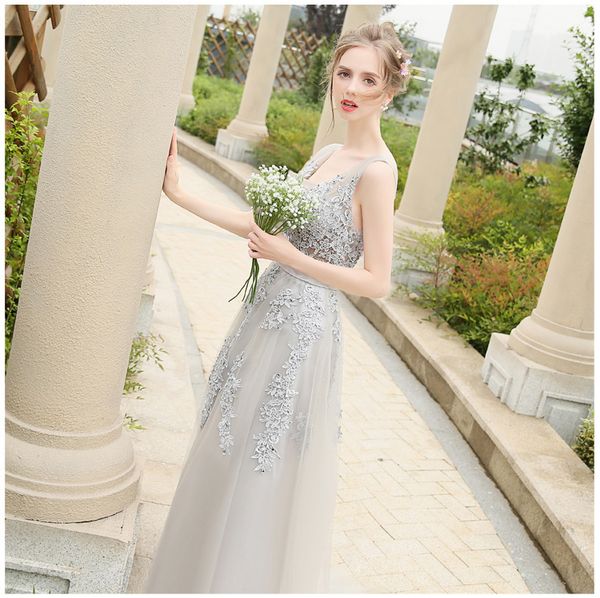 

new popular young women v-neck floral flowers chiffon perspective simple night banquet wedding party bridesmaid dress wholesale, White;black