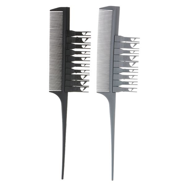 

2 pieces professional hairstyling sectioning weave highlighting salon highlights microbraiding hair comb silver black