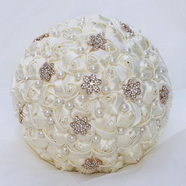 

european ivory silk rose wedding flowers crystal brooch bouquet bridal bridesmaid holding flowers diamond wedding bouquets w242z