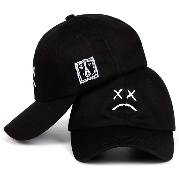 

lil peep sad face dad hat embroidery 100% cotton baseball cap hat xxxtentacion hip hop cap golf love lil.peep snapback women men, Blue;gray