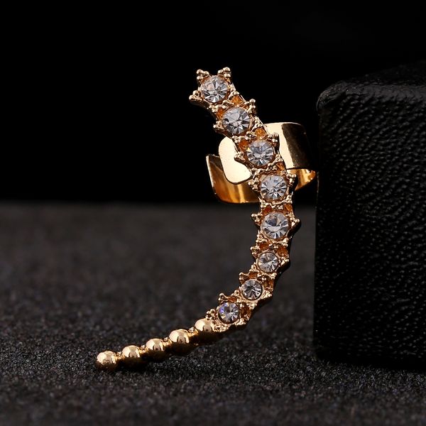 

punk piercing jewelry women gifts ear cuff gold silver plated round crystal earcuff star zircon curved clip earrings