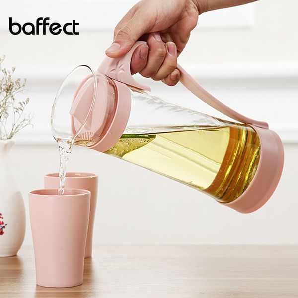 

2018 new 1200ml nordic juice flower glasses kettle big outlet cold water jug heat resistant transparent strainer drop cup