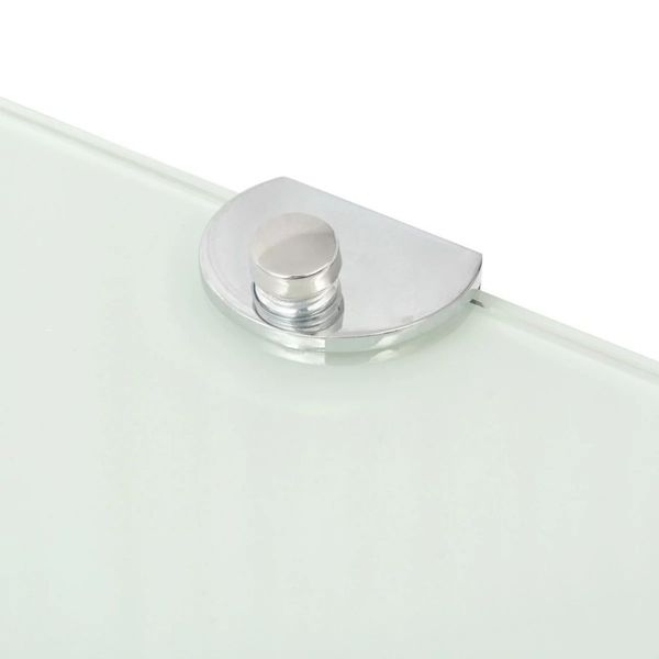 

corner shelf with chrome supports glass white 35x35 cm living room furniture