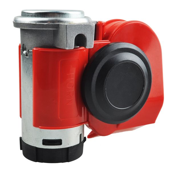 

twin dual tone compact air loud horn 12v 110-125db compressor red truck car bus van