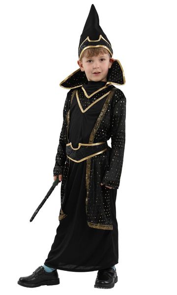 

children's halloween purim party dress magician costumes kids children magic cosplay carnival stage play masquerade party dress, Black;red
