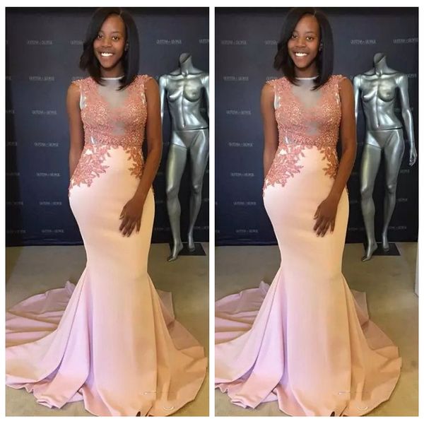 

sheer lace appliques slim prom dresses blush pink 2019 vestidos de evening gowns ladies women maxi special occasion party gowns slim, Black