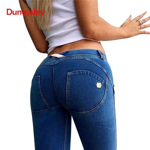 

new zipper type womens clothing skinny slim push up long denim pencil pants casual elastic high waist 4colors femme trouser, Blue