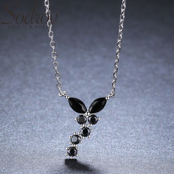 

sodrov 2019 new romantic 925 sterling silver jewelry butterfly necklace for women black spine female gift kk014