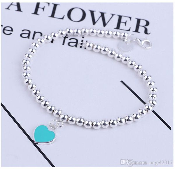 

2020 sell sterling silver blue enamel heart-shaped round buddha beaded bracelet women's ornament ing, Golden;silver