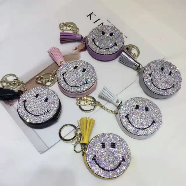 

pu casual zipper neutral pendant flower japanese and korean style barrel anya coin purse small round bag smile bag rainbow doodle wallet, Red;black