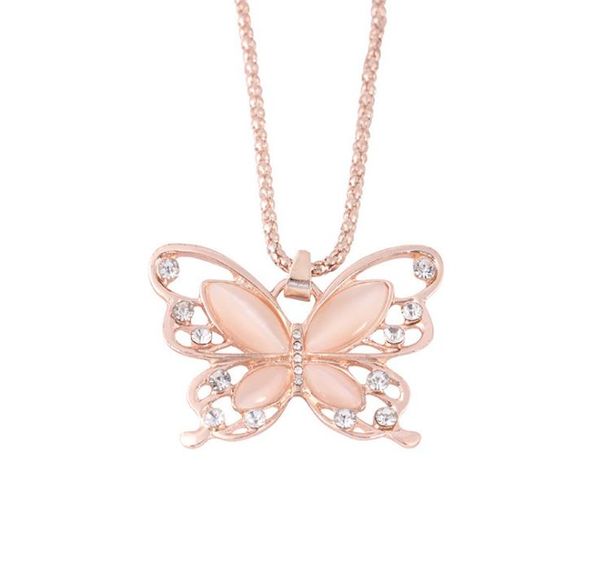 

new european and american fashion trend butterfly boutique necklace creative animal pendant personality simple inlaid diamond jewelry, Silver