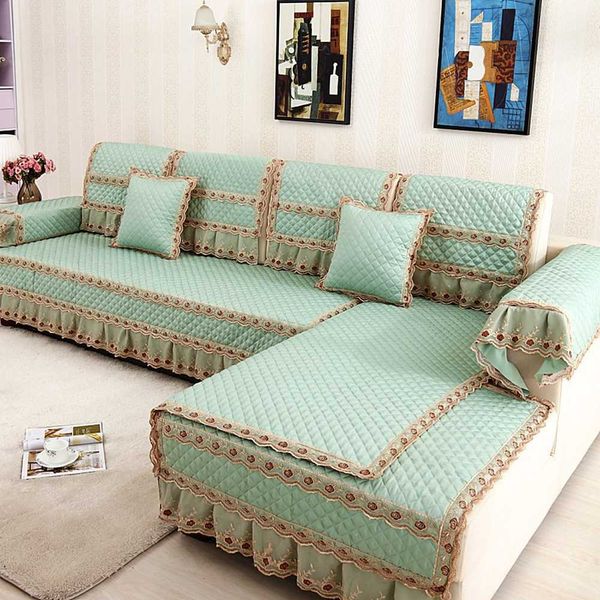 

luxurious satin sofa cover combination kit solid fabric non-slip sofa towel cover cotton backrest pillow armrest