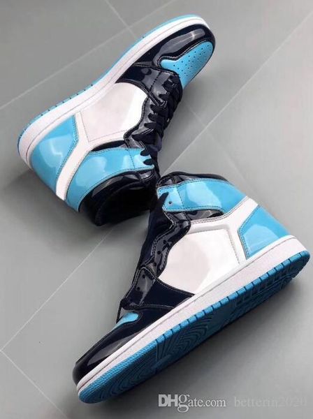 

2019 1 high og unc patent wmns asg obsidian blue chill white men women basketball shoes 1s all-star game sneakers drop shipping