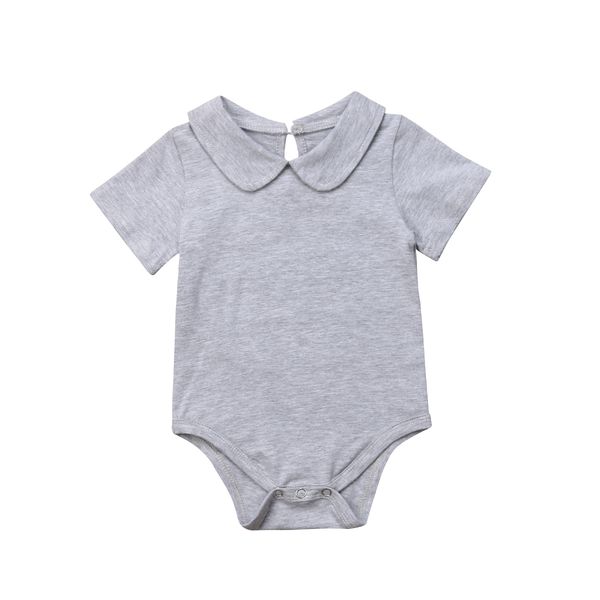 

infant kids baby girls boys short sleeve solid bodysuit jumpsuit sunsuit outfits cotton clothes, Blue