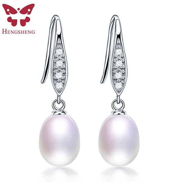 

drop pearl earrings 925 sterling silver earrings for women 100% genuine pearl earings fashion jewelry 2019, Golden;silver