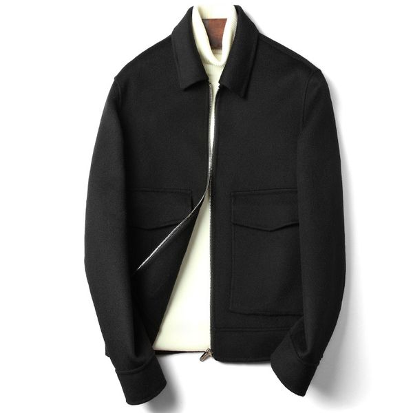 

осень зима 100% шерстяное пальто мужчины вскользь короткие пальто куртки кашемира пальто casaco d-мужчина для 20-9009 zl393, Black