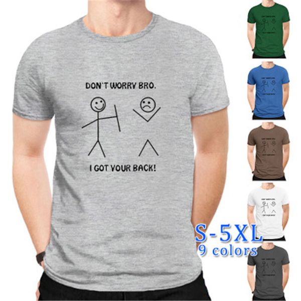 

don't worry bro man t-shirts new fashion villain letter pattern round neck tee designer male loose short sleeve casual tshirts, White;black