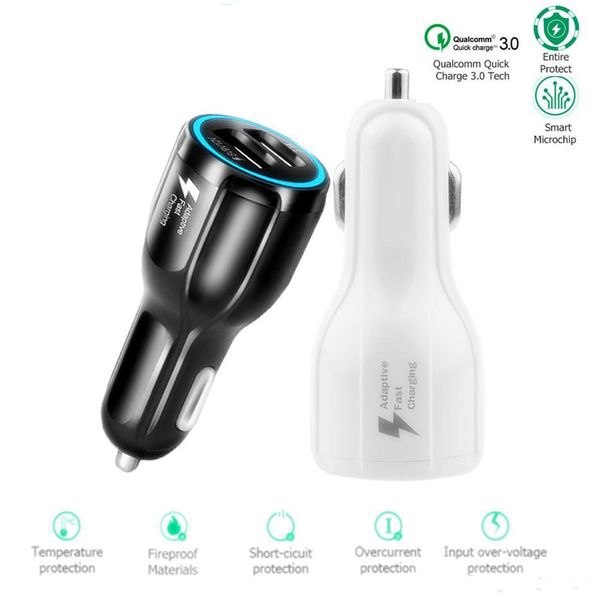 

car charger mobile car charger dual usb qc3.0 fast smart charging car adapter 12v 3.1a for iphone android smartphone
