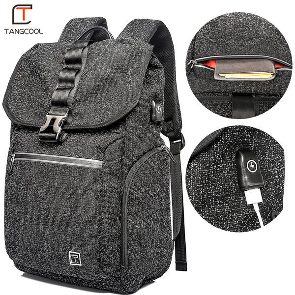 

fashion daypack flap pock backpack 20l oxford rucksack usb port 15.6" lapbackpack schoolbag shoulders bag travel