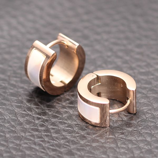 

fashion rose gold color 316l stainless steel shell hoop earrings for women jewelry, Golden;silver