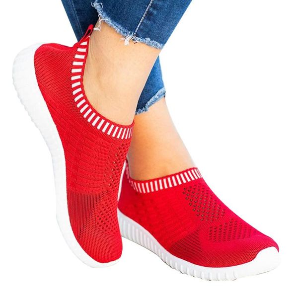 

women outdoor walking shoes casual slip-on comfortable mesh sneakers soft anti-slip breathable lightweight female footwear 2020, Black