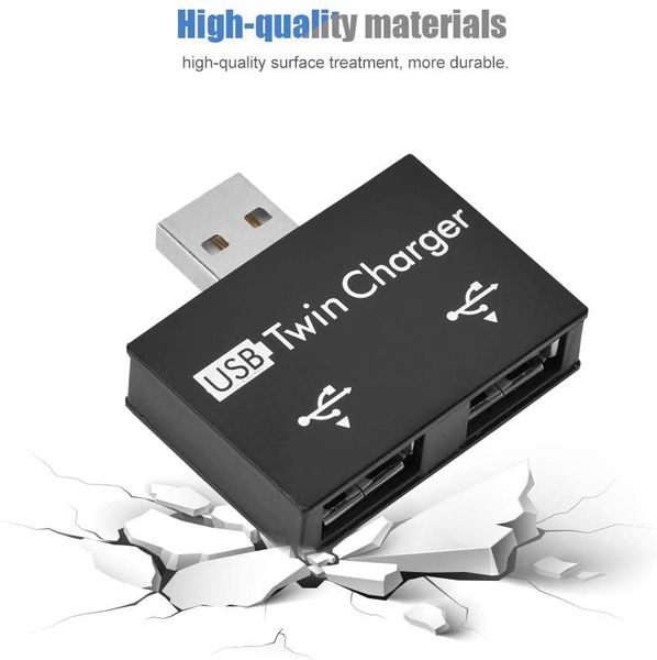 

концентратор usb2. 0 мужской к 2-портовому usb twin charger splitter adapter converter concentrator (черный