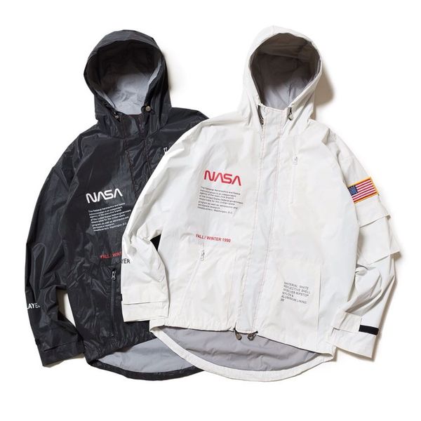 

HERON PRESTON NASA Hooded Windbreaker 2019 Men Women Brand Jackets Coats Mens Windbreakers High Tech Streetwear