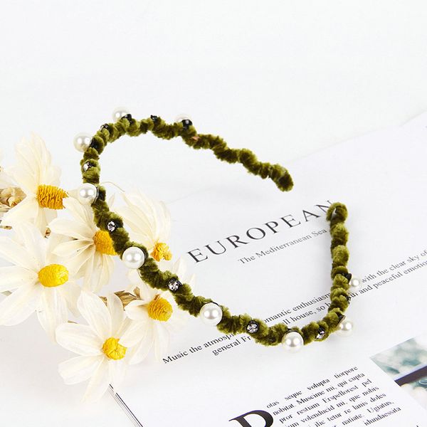 

2.4cm wide temperament headband pearl twist braid black hair band hairdress new hair style 2019 guuvd, Black;brown