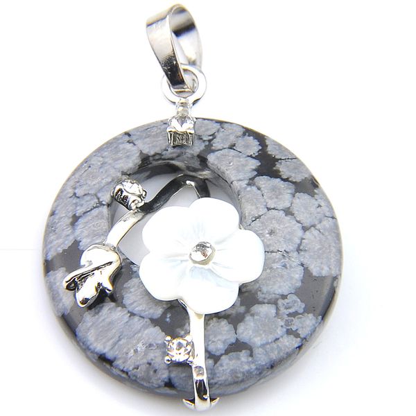 

10pcs luckyshine for women snowflake natural stone crystal pendants gemstone 28mm vintage europe popular plum blossom pendants necklaces jew, Silver