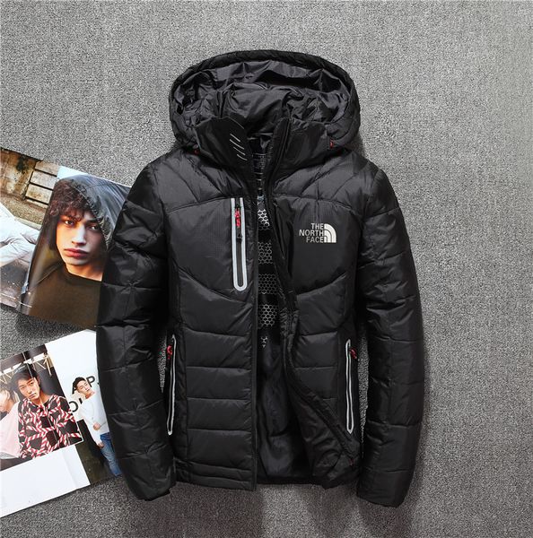 

мода осень и зима 90% белая утка вниз моды зимняя мода мужская пуховая куртка с капюшоном белая утка вниз пальто puffer outwear 686 06, Black