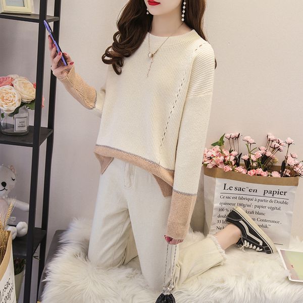 

2019 autumn winter new lovely slim women sweater, White;black