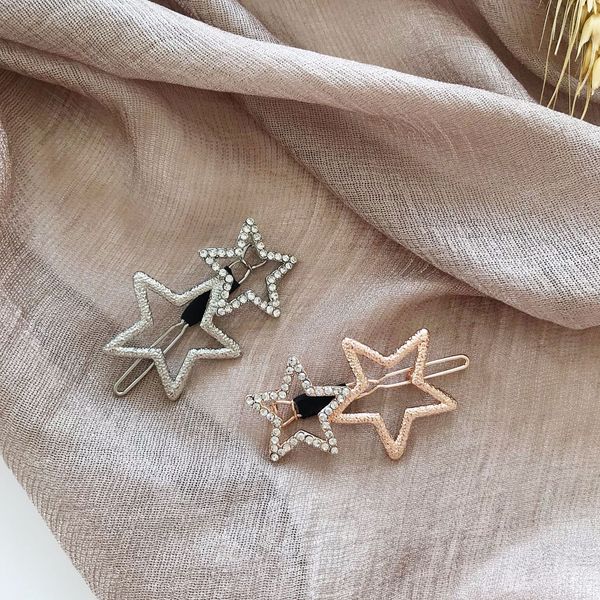 Europe Fashion Jewelry Stars Barrette Rhinstone Star Hairpin Hair Clip Bobby Pin Lady Barrettes S602