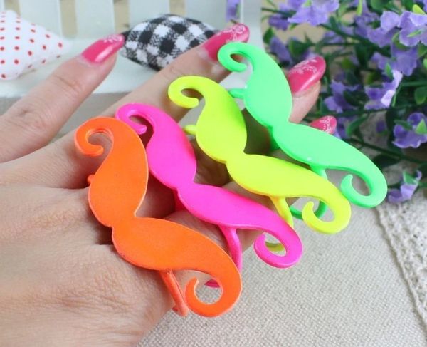 

colors choose cute cosplay mustache handlebar two fingers double ring, Silver