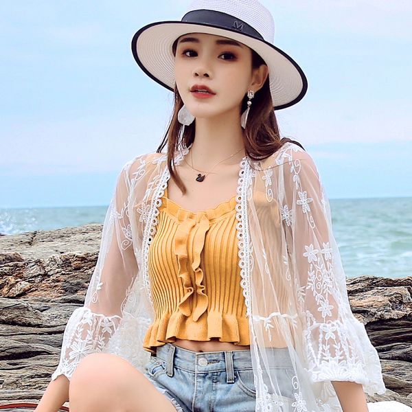 

stretchable knit v neck crop cami autumn style 2019 vogue plain women spaghetti strap camisole ruffles tank shirt, White