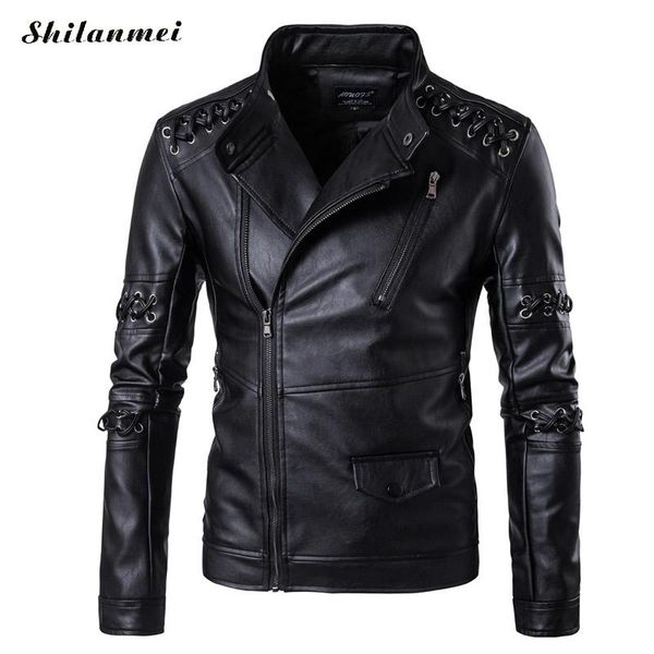 

2017 men new fashion brand-clothing mens coats leather jacket male casual punk motorcycle fitness spring autumn 4xl, Black;brown