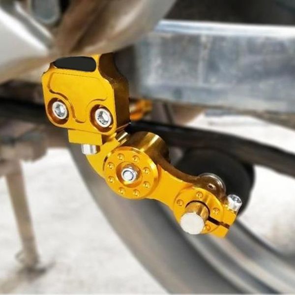 

universal aluminum motorcycle chain tensioner portable motorcycle golden aluminum adjuster chain tensioner bolt on roller tool