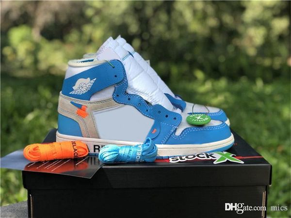 

off аутентичные 1 high unc basketball обувь мужчины женщины белый порошок университета синий темно-cone черный красный чикаго aq0818-148 кро