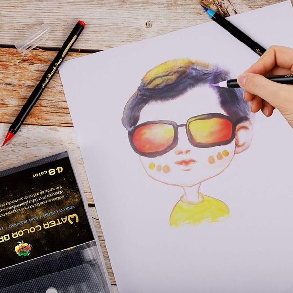 

48 color brush pen 1 brushpen coloring drawing pen school art marker calligraphy soft watercolor brush set