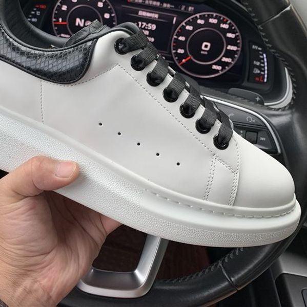 

version true snake skin tail white shoes men and women thick bottom pine cake shoes high version leather sneakers ggxsa, Black