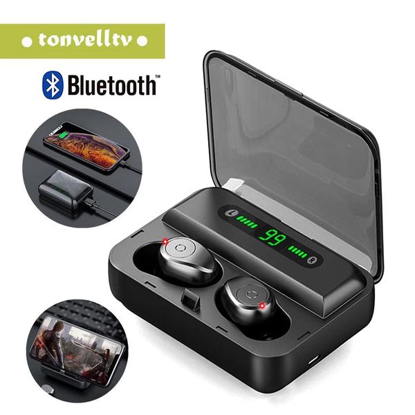 

f9-5 tws headphones bluetooth v5.0 wireless earphone mini smart touching earbuds with led display power bank headset and mic pk i60 i100 i7s