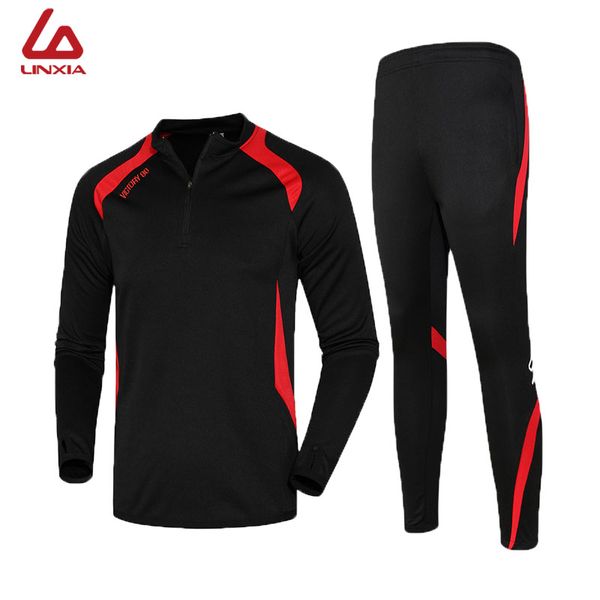 

2019 men trainning sets profession breathable soft football jerseys quick drying exercise sets long jacket suit kits sportswear, White;black