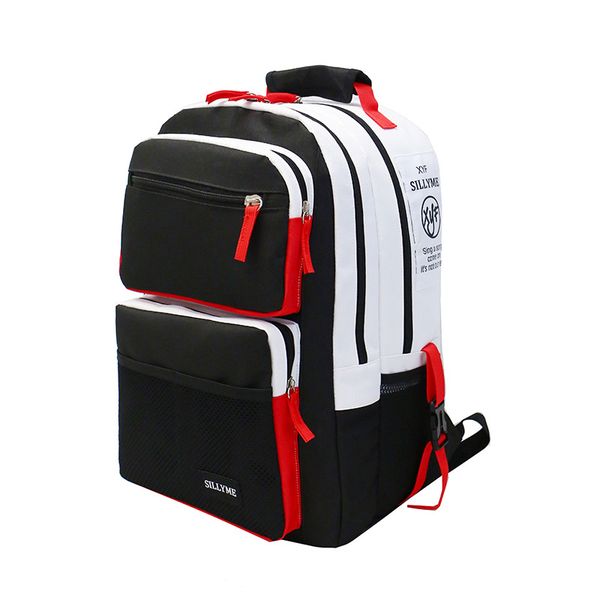 

black and white stitching high school bags for teenage boys girls travel backpack lapbag 15.6 kids schoolbag backpack