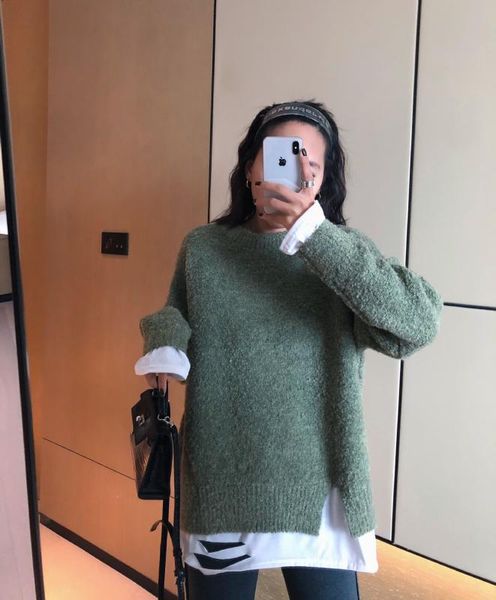 

fake two-piece white t sweater 2020 pullovers sweater women, White;black