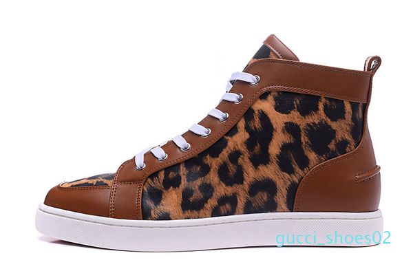 

red bottom casual shoes for men & women leopard leather high casual shoes luxury paris brand spring/autumn flats g02, Black