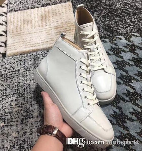 

2018 white leather high sneakers men red bottom shoes,luxury designers rantus orlato men's flat wholesale, Black