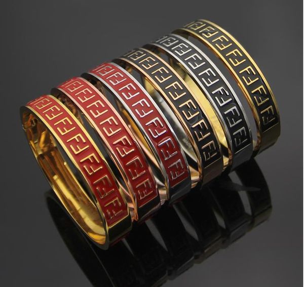 

factory price wholesale double f letter red black oil dripping bracelet women's foreign trade fd letter bracelet, Golden;silver